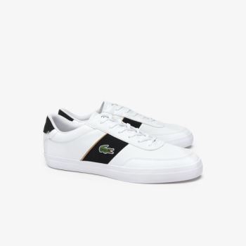 Lacoste Court-Master Tumbled Leather Sneakers - Tenisky Pánské Bílé / Černé | CZ-YD1nBt